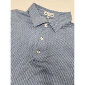 Peter Millar Polo Shirt Men's L Blue Short Sleeve Micro‎ Check Golf Stretch